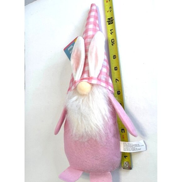 Holiday Easter Gnomes Plush Set 2 Rabbit Bunny Ears Sequin Hat Pink Pastel NWT - Picture 4 of 8